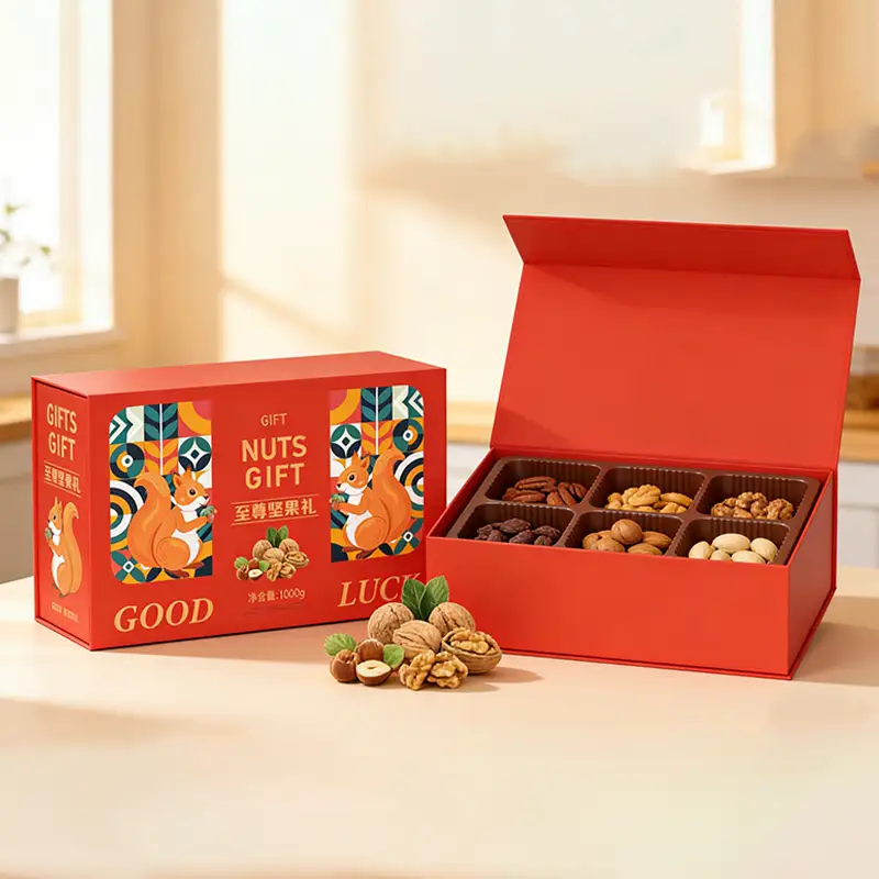 Nutty Set Gift Box with Custom Magnetic Book Holder Recycled Materials Embossed Design-Holiday Gift Packaging 1