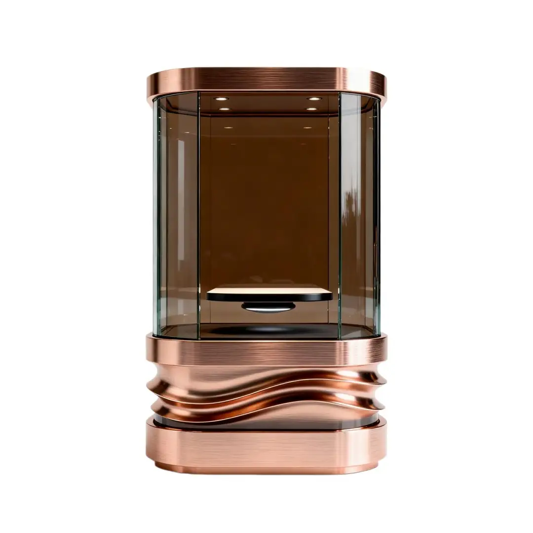 Sculptural Rose Gold Wavy Pedestal Showcase 1