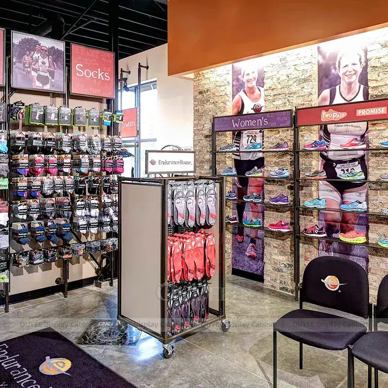 Cycling And Performance Apparel Store Fixtures With Bike Display Stands 1