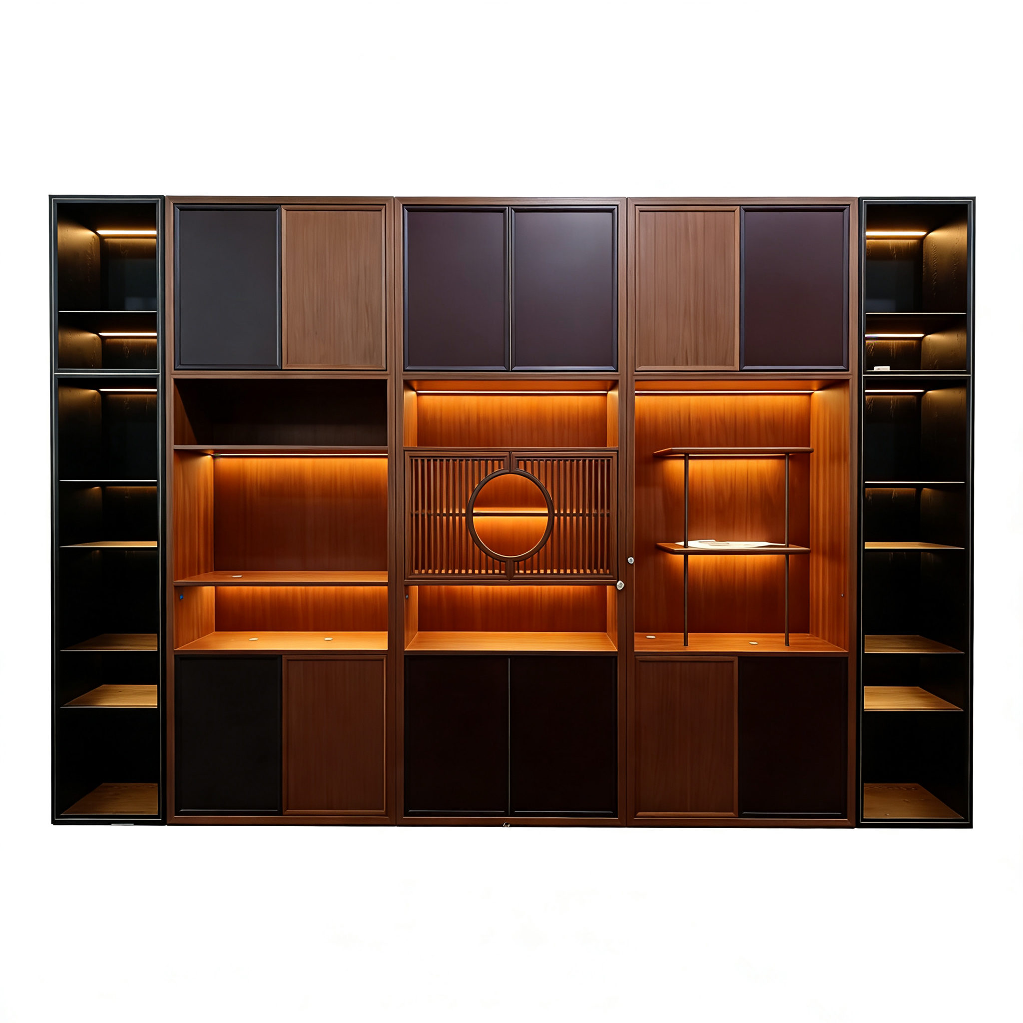 Hotel Modular Storage Cabinet - Solid Wood with LED Lighting | Luxury Lobby & Guest Room Furniture O-1020 1