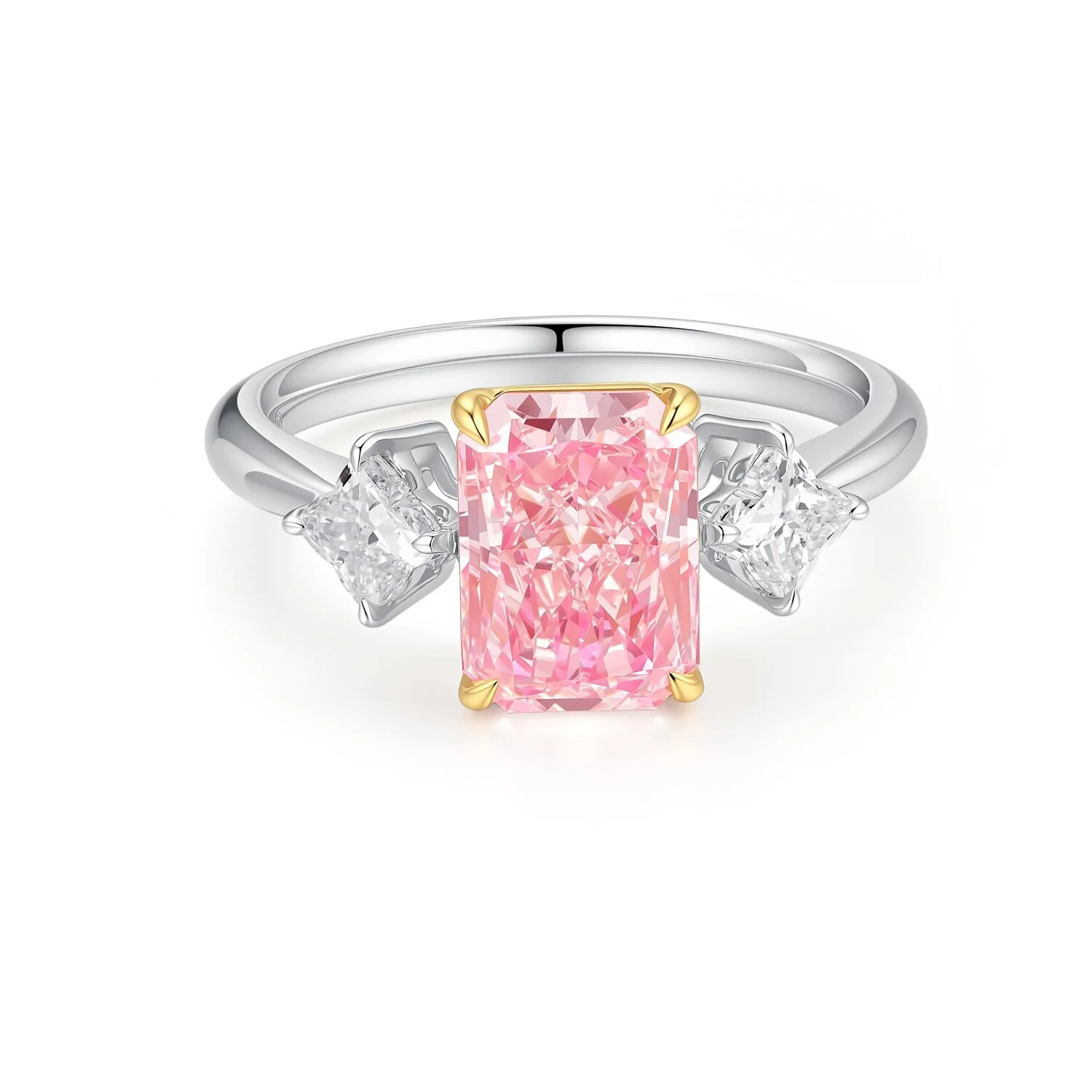 2.7ct Light Pink Radiant 18K White/Rose Gold Ring VS1 Classic 4-Prong Luxury And Exquisite Ring Z001F49 1