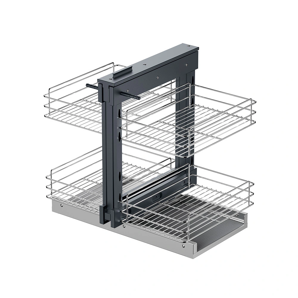 Panier d'angle coulissant à extension complète pour armoire de cuisine Round Wire 1