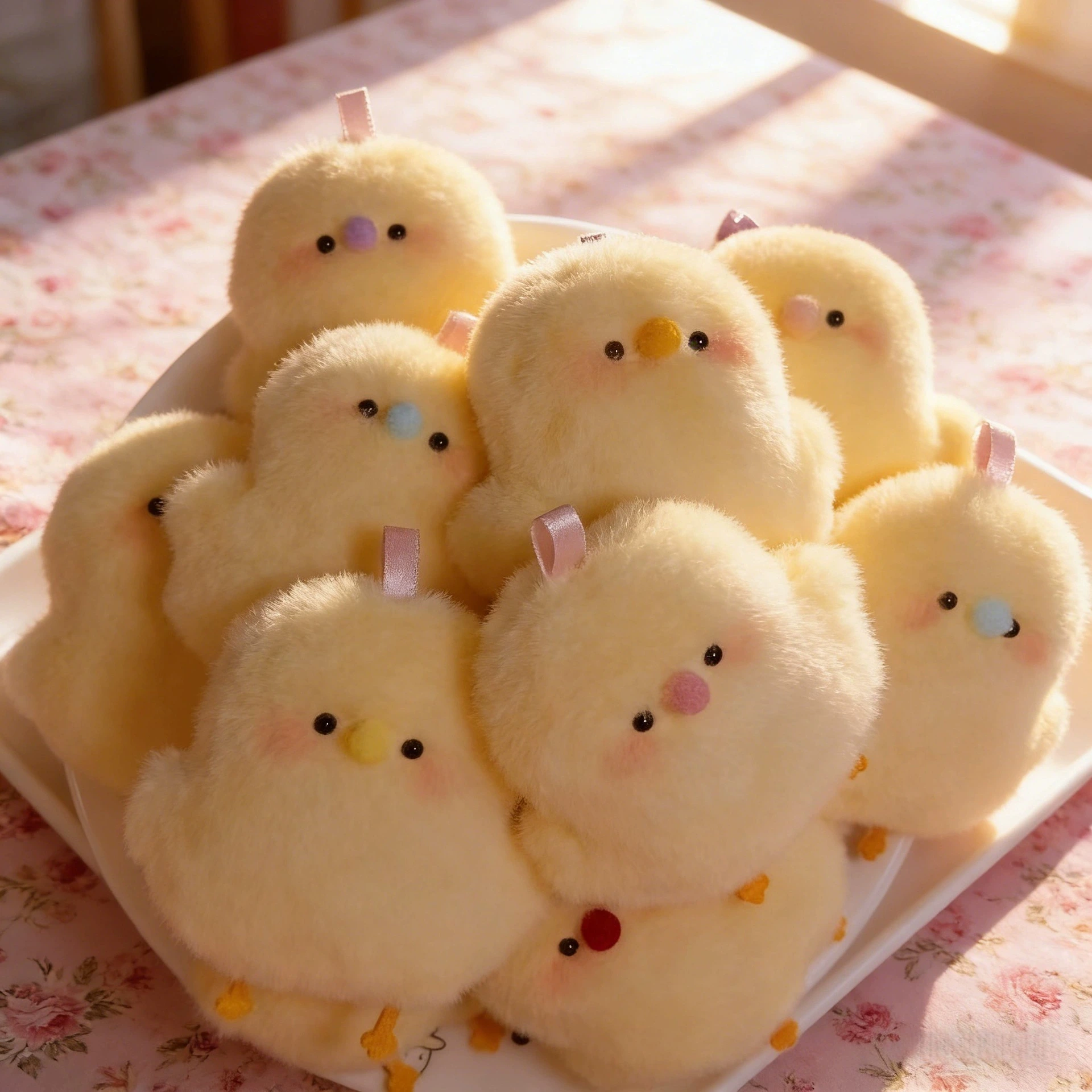 Kawaii Yellow Chick Plush Keychain Set - Cute Baby Chicken Stuffed Doll Bag Charms (8pcs) 1