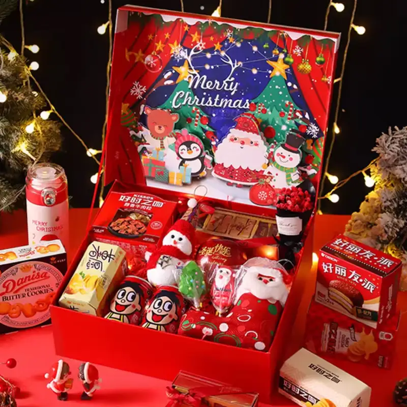 Big Holiday Family Gifts Recyclable Paperboard Wrapping Boxes Glossy Lamination for Present Xmas Eve Treat Christmas Gift Box 1