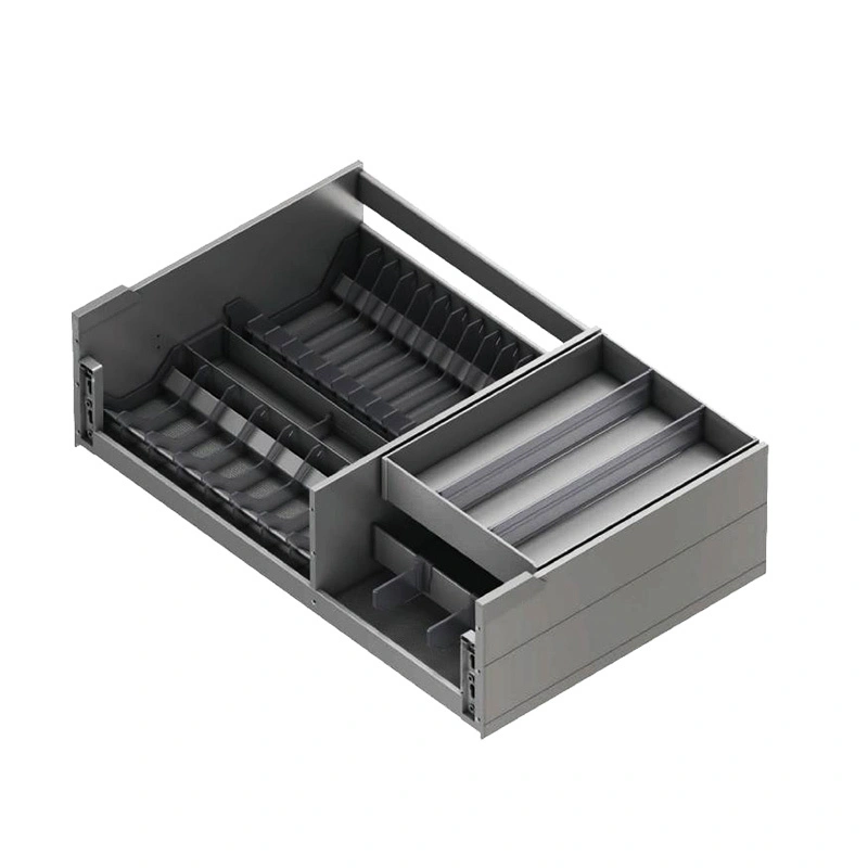 Organisateur de paniers à bols en aluminium pour tiroirs de placards de cuisine 1
