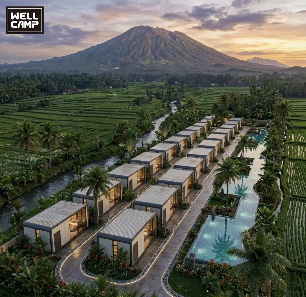 Indonesian modular building Bali tourist resort hotel Apple Cabin container capsule house 1