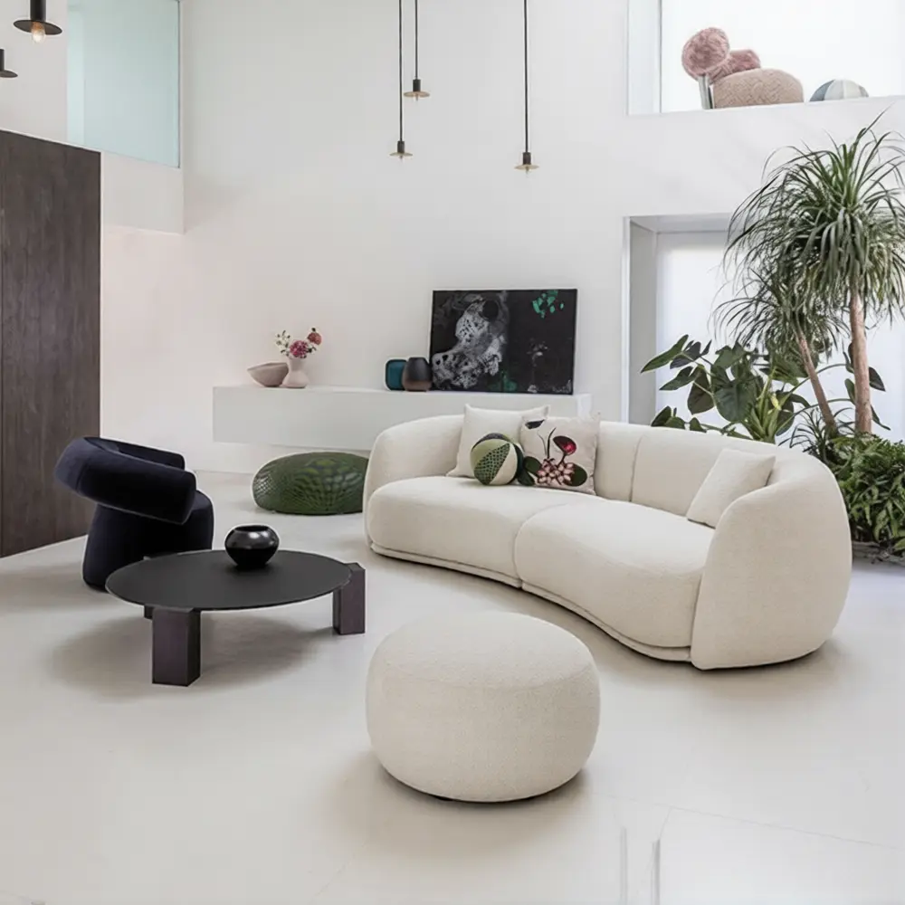 Sofá curvo de tela de diseño para espacios modernos - QY-S1540 1