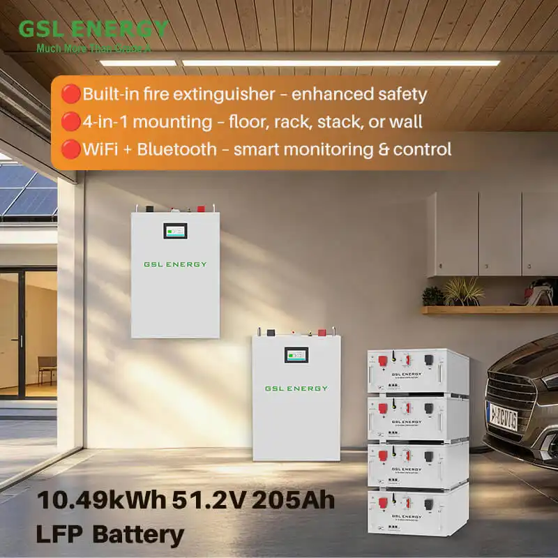 Резервна сонячна батарея GSL-B51-205 для домашньої системи зберігання домашніх акумуляторів LiFePO4 10,49 кВт·год