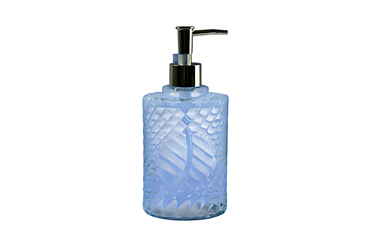 جا مایع دستشویی شیشه‌ای شفاف و ضخیم درجه یک با پمپ کروم - بطری مدرن مایع دستشویی برای آشپزخانه و حمام (شفاف) 4