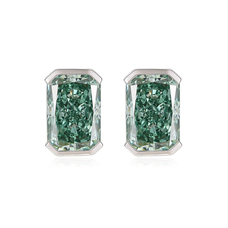 18K White Gold Green VS 2.58CT /2 Pieces Lab Grown Diamond Classical Design Earrings ZKLZ021 1