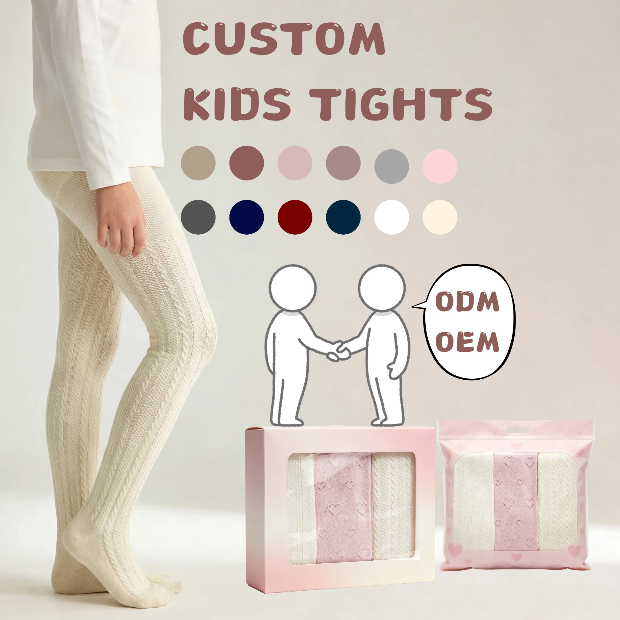 جوارب ضيقة محبوكة للأطفال، بنطلون ضيق للبنات، يسمح بمرور الهواء، مقاوم للوبر، مناسب لفصلي الخريف والربيع، HY-T-054 1