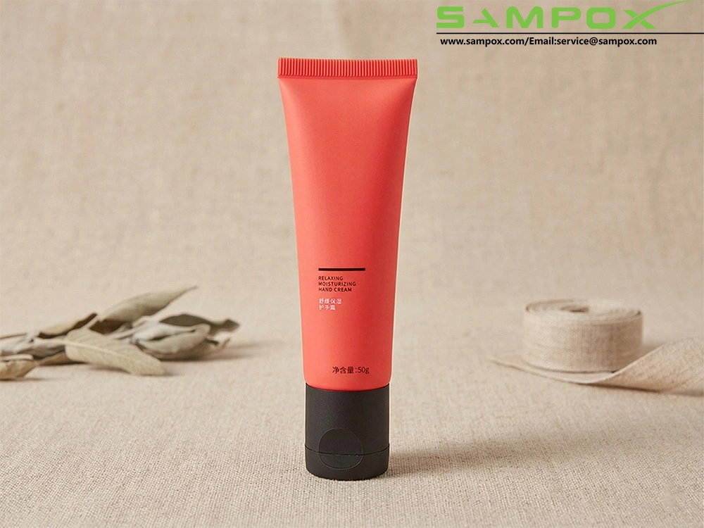Vibrant Red Soft-Touch PE Hand Cream Tube 50g 30mm with Heavy-Duty Black Cap 1