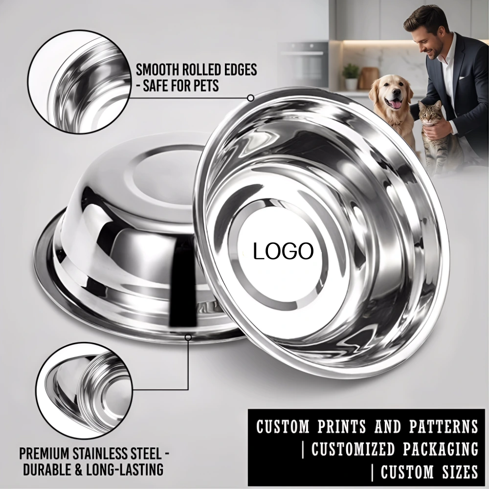 ROADREIGN - Bassin pour animaux de compagnie en acier inoxydable sur mesure, distributeur de nourriture pour chats en gros, gamelles en acier inoxydable pour chiens de grande, moyenne et petite taille 1