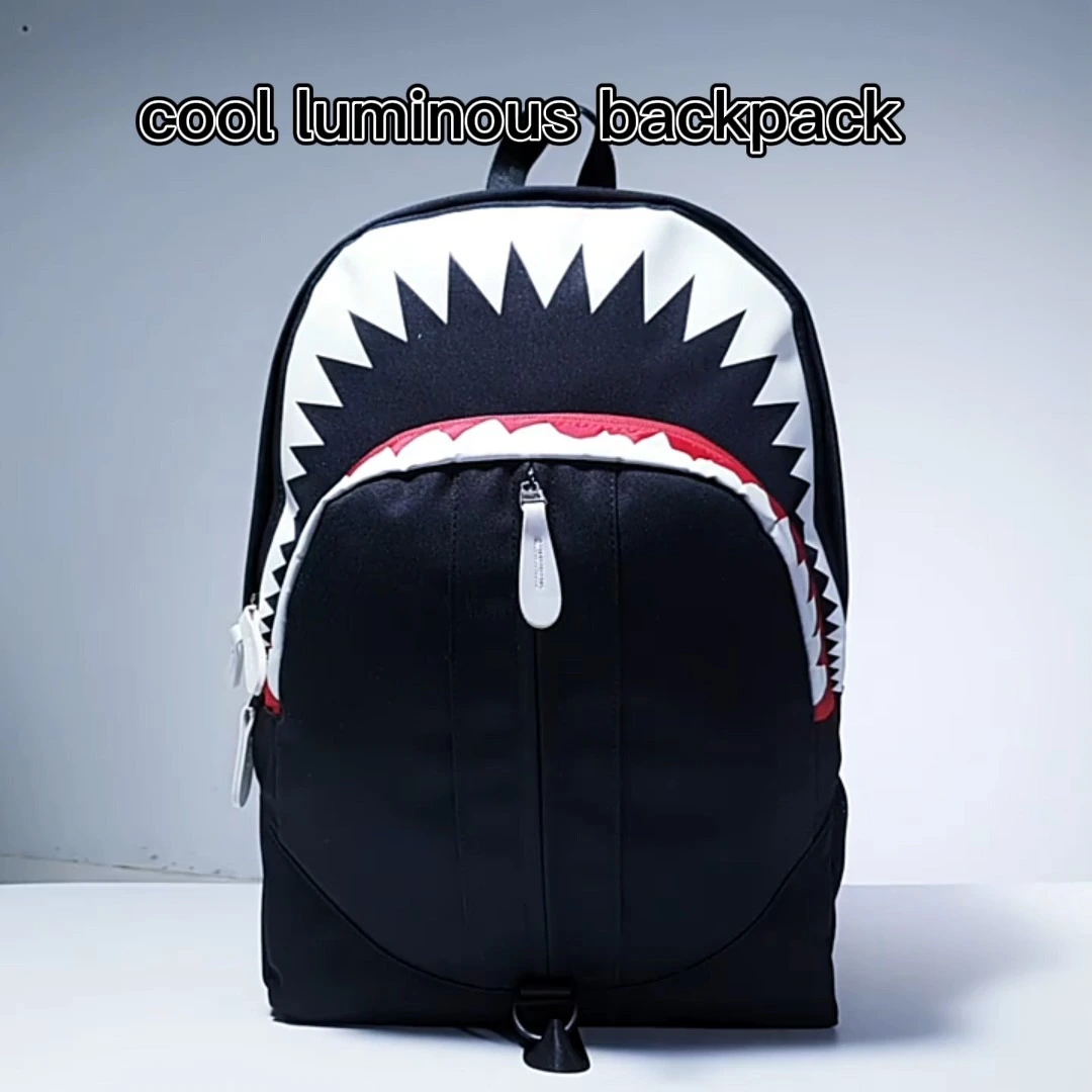 Fashion Luminous Shark Mouth Pattern Backpack Casual Daypack for Teens & Adults 1