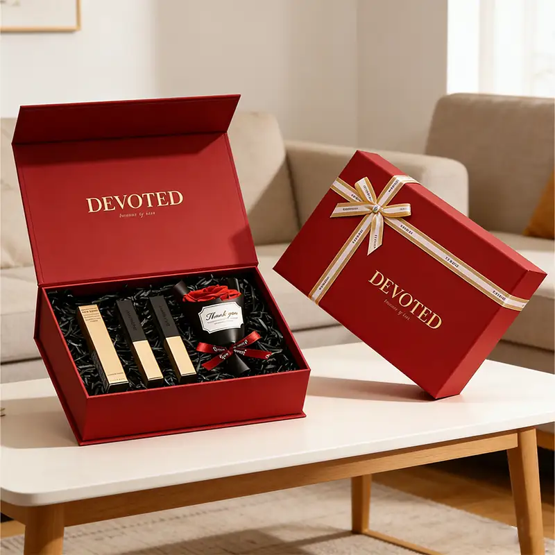 Customizable Recycled Materials Paper Box for Cosmetic Set-Lipstick & Eyelash Gift Box with Magnetic Closure & Printing Service 1