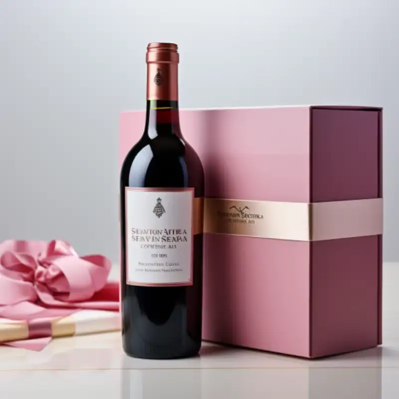Recyclable Square Ribbon Paperboard Packaging 3 Liter Wine Boxes Empty Advent Double Red Glossy Lamination Wine Gift Box 1
