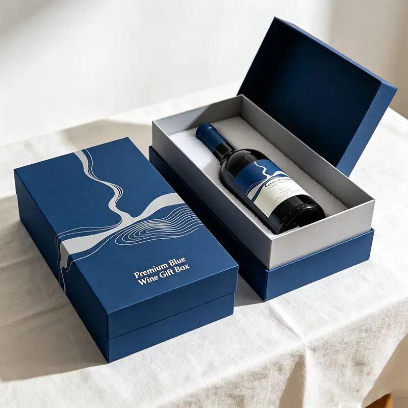 Recyclable Square Paperboard Lid and Base Bottle Packaging Dividers Boxes for Wine Strawberries Jam Caviar 1