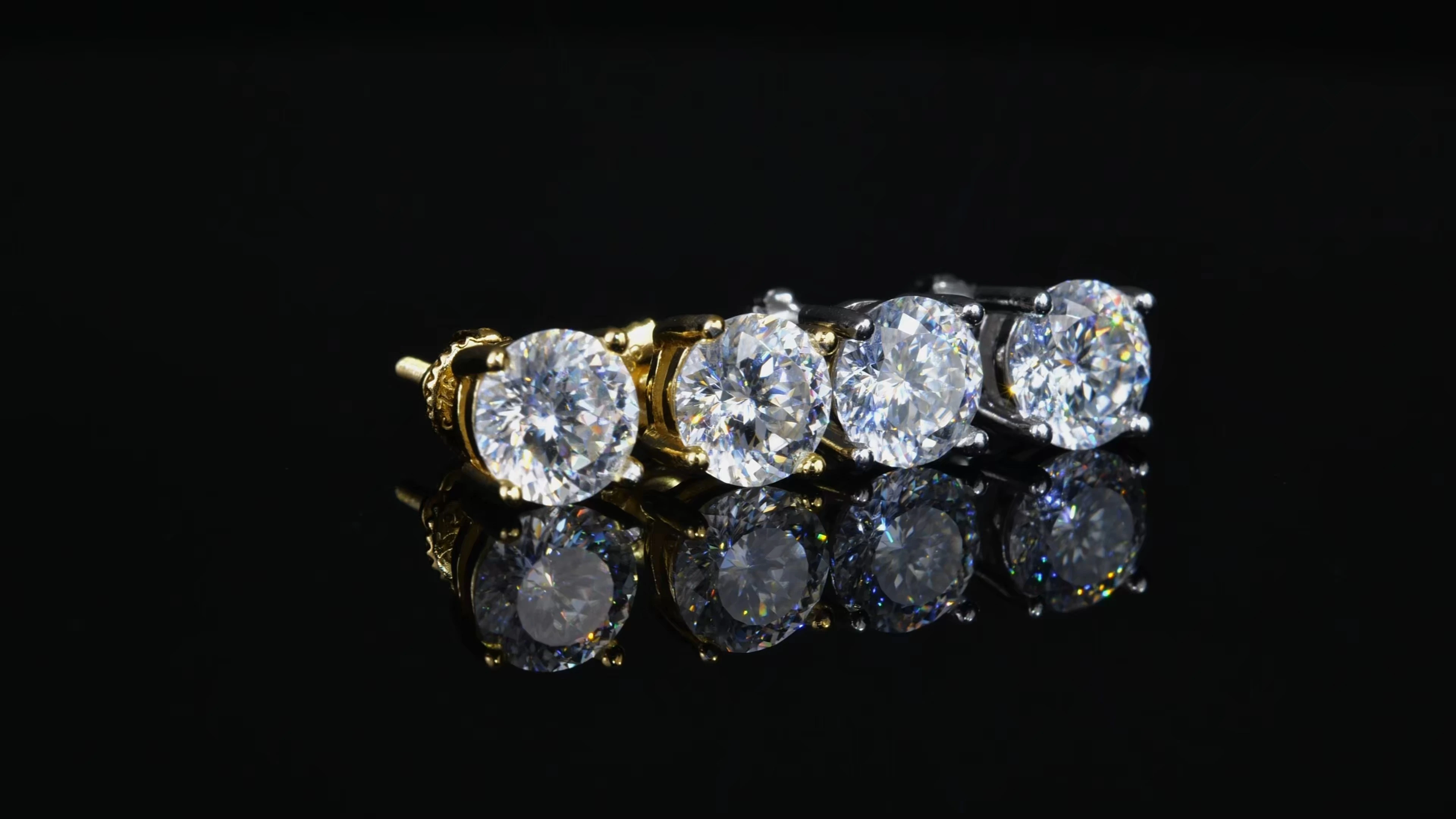 Portuguese Cut Moissanite Screw Back Stud Earrings 1