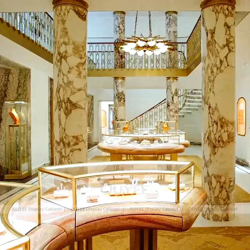 Luxury Walnut Jewelry Store Fixture With Fluted Front Desk 1