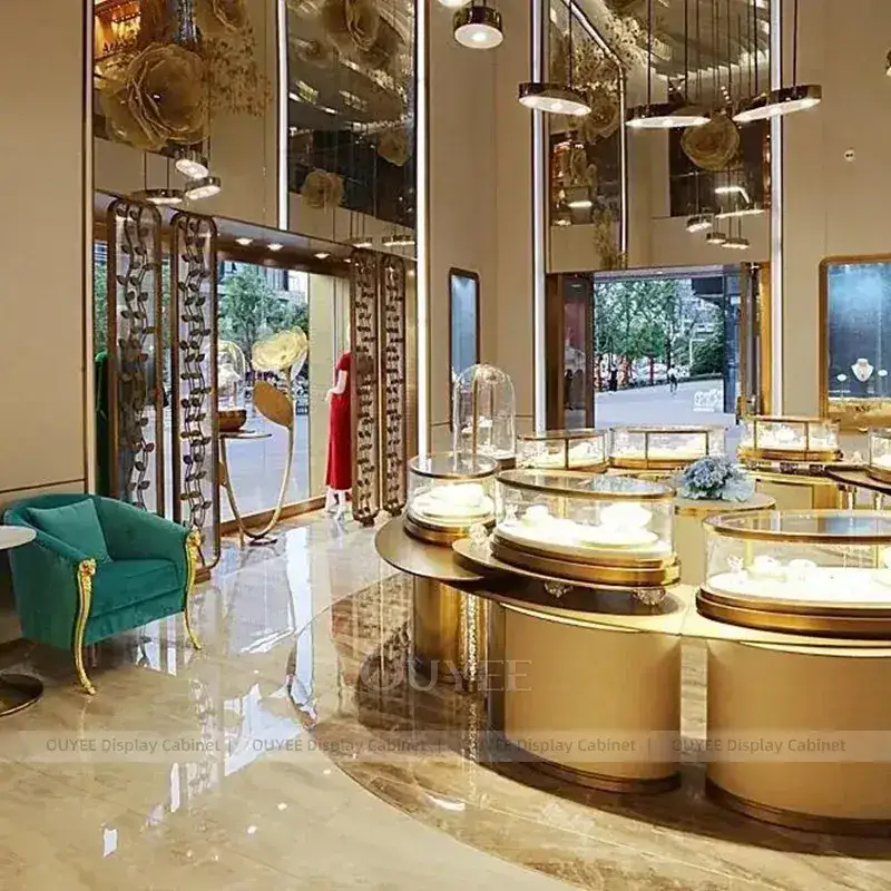 Refined White Jewelry Showroom Display Counter With Consultation Table 1