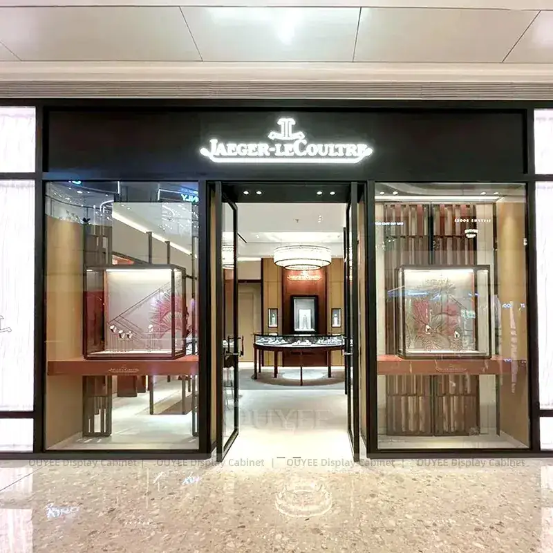 Premium Beige Jewelry Showcase Counter With Fluted Front Desk 1