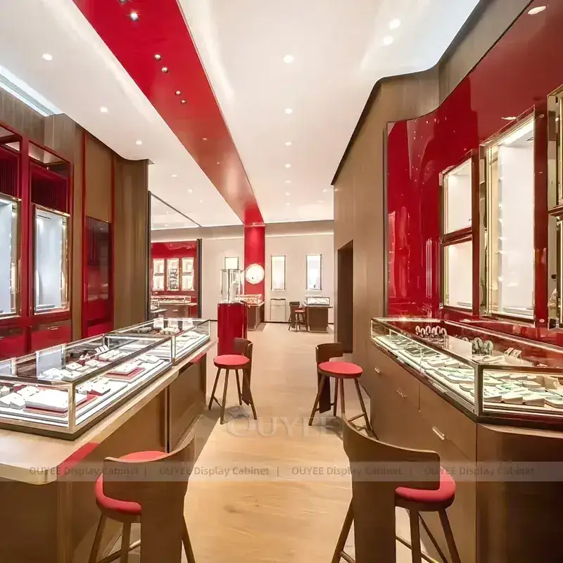 Elegant Black Jewelry Boutique Display Cabinet With Perimeter Display Cabinets 1