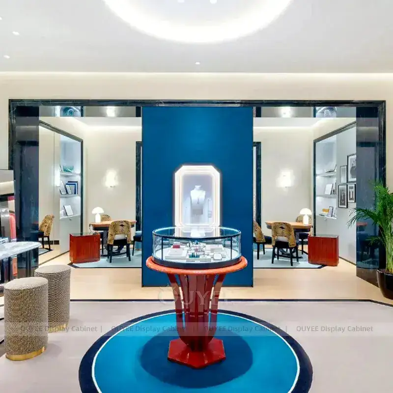 Sophisticated Black Jewelry Store Display Table With Center Island Showcases 1