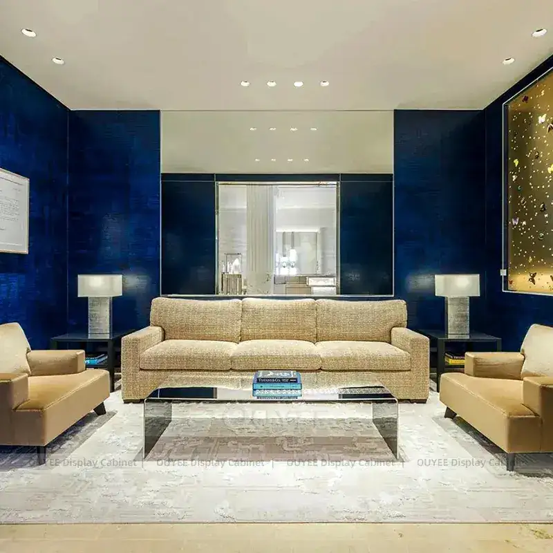 Contemporary Black Jewelry Retail Display Cabinet With Center Island Showcases 1