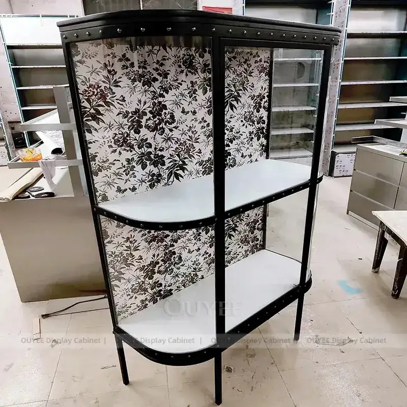 Refined Cream Jewelry Showroom Display Counter With Center Island Showcases 1