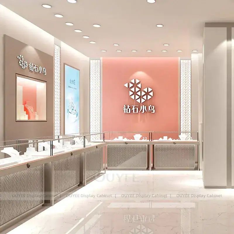 Modern Black Jewelry Display Counter With Consultation Table 1