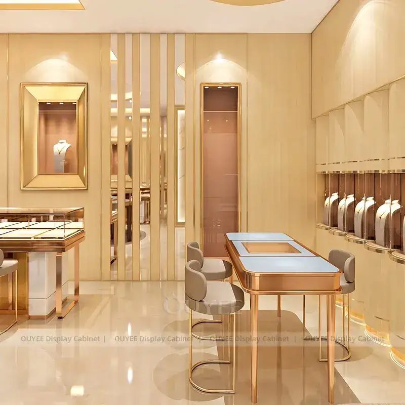 Luxury Black Jewelry Store Fixture With Fluted Front Desk 1