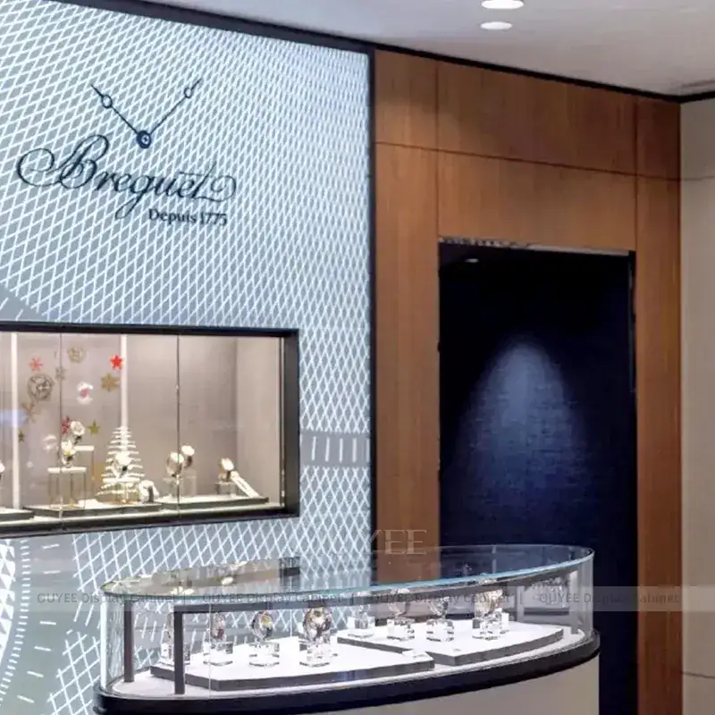 Premium Black Jewelry Showcase Counter With Fluted Front Desk 1