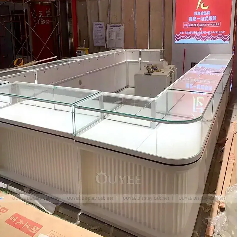 Luxury Cream Jewelry Store Fixture With Fluted Front Desk 1