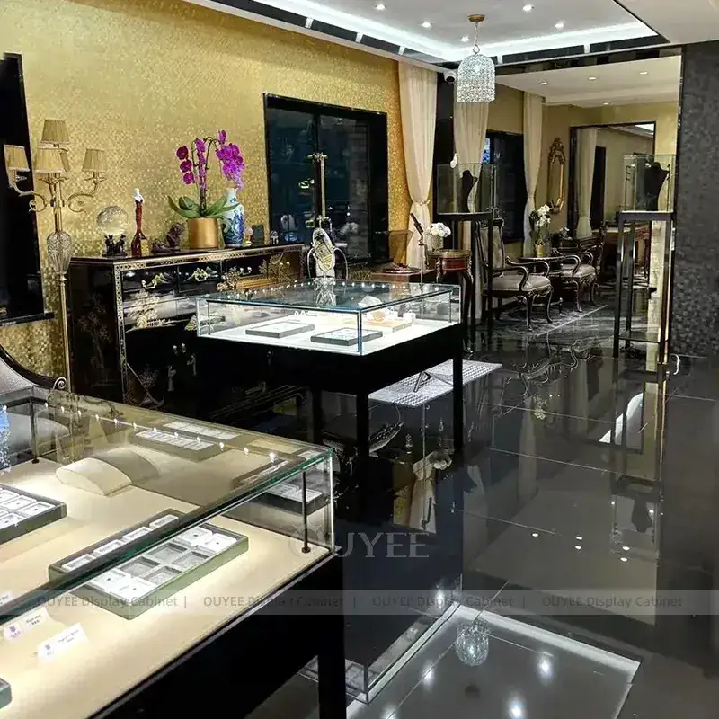 Modern White Jewelry Display Counter With Consultation Table 1