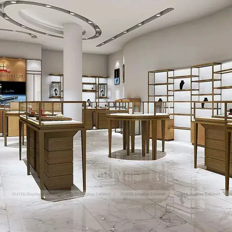 Luxury White Jewelry Store Fixture With Fluted Front Desk 1