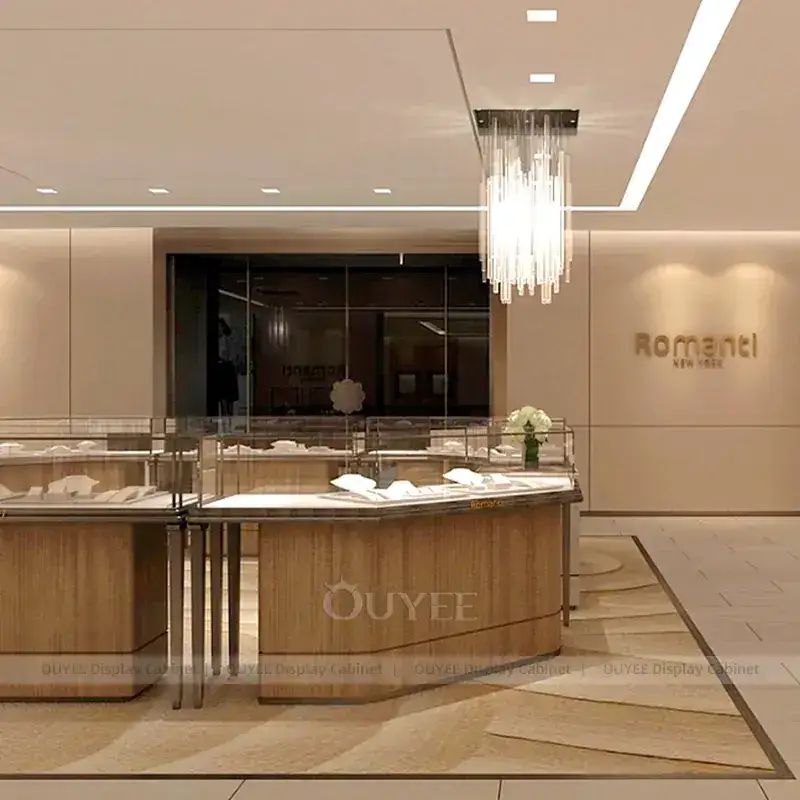 Premium White Jewelry Showcase Counter With Fluted Front Desk 1