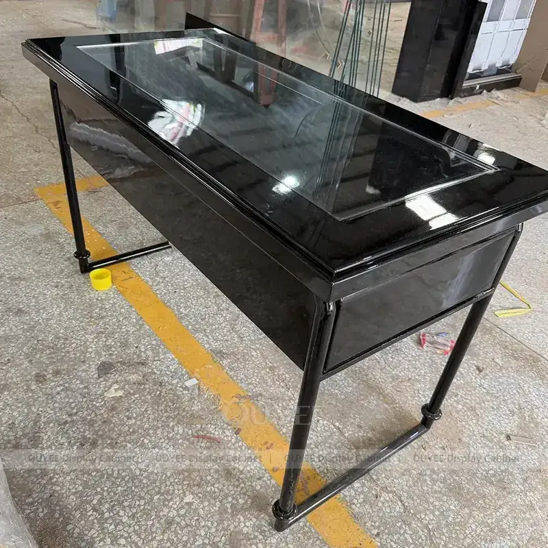 Elegant Beige Jewelry Boutique Display Cabinet With Perimeter Display Cabinets 1