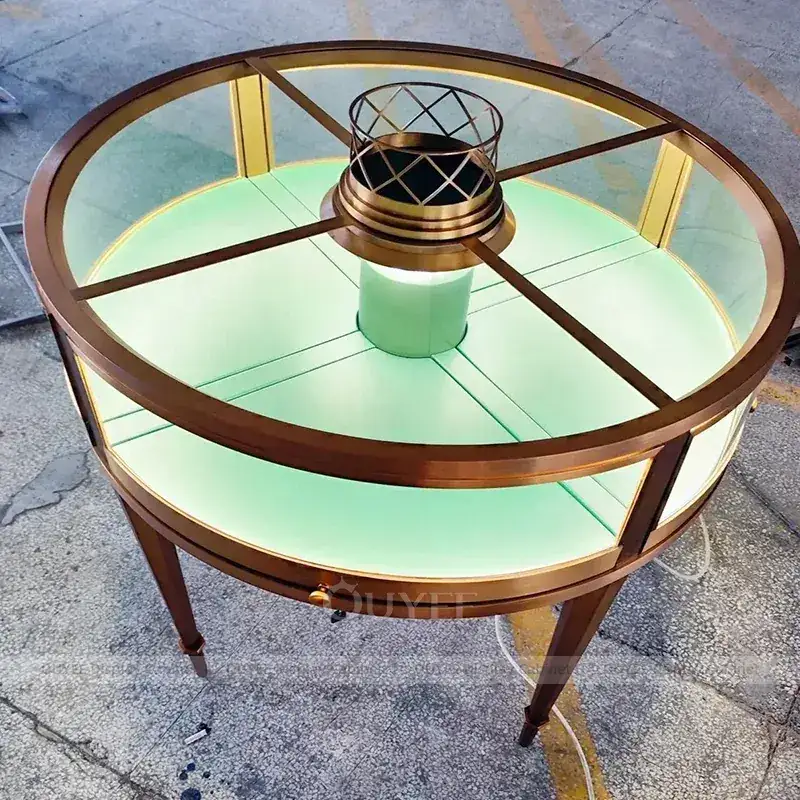 Custom Black Jewelry Display Cabinet With LED Wall Showcases 1