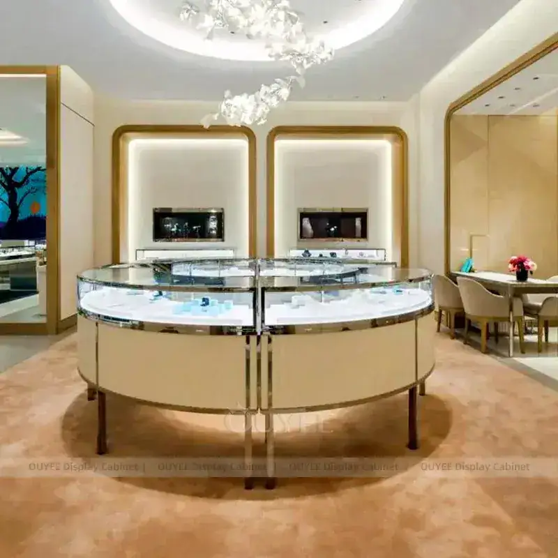 Contemporary Black Jewelry Retail Display Cabinet With Consultation Table 1