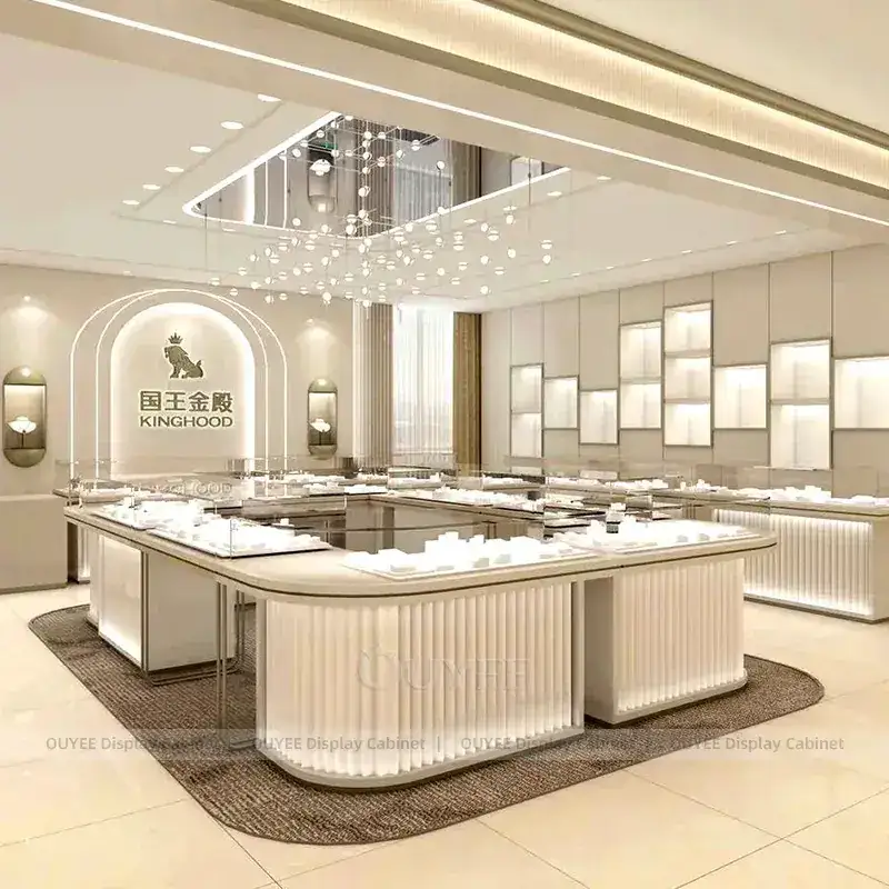 Refined Black Jewelry Showroom Display Counter With Consultation Table 1