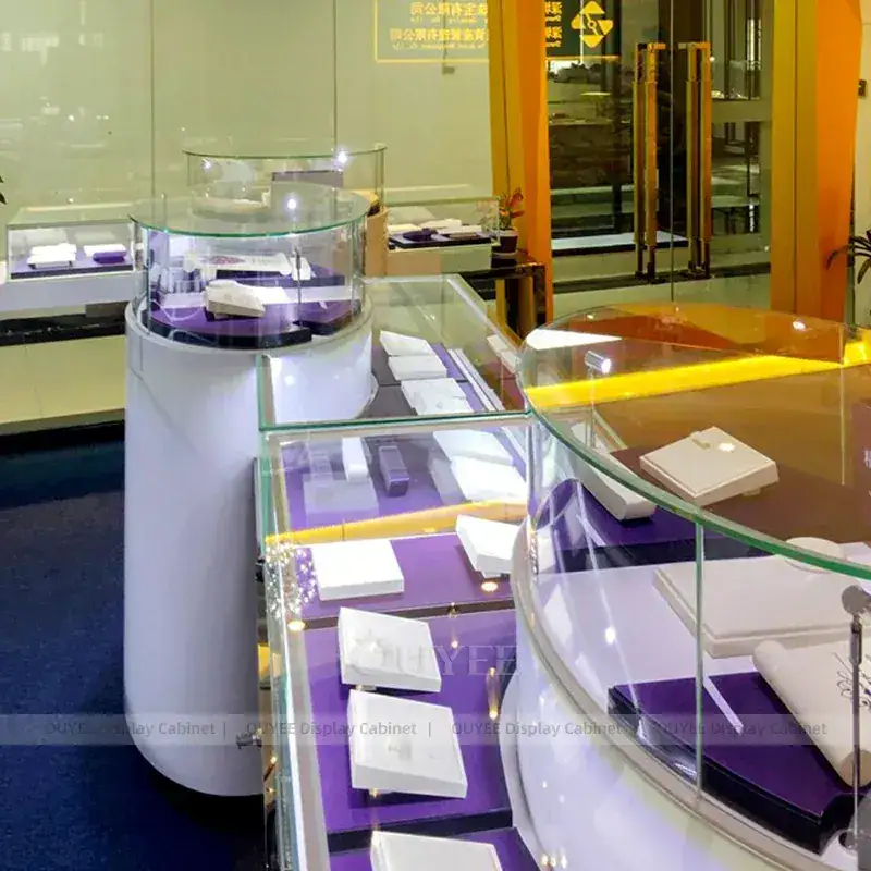 Luxury Fluted Wood Jewelry Store Fixture With Fluted Front Desk 1