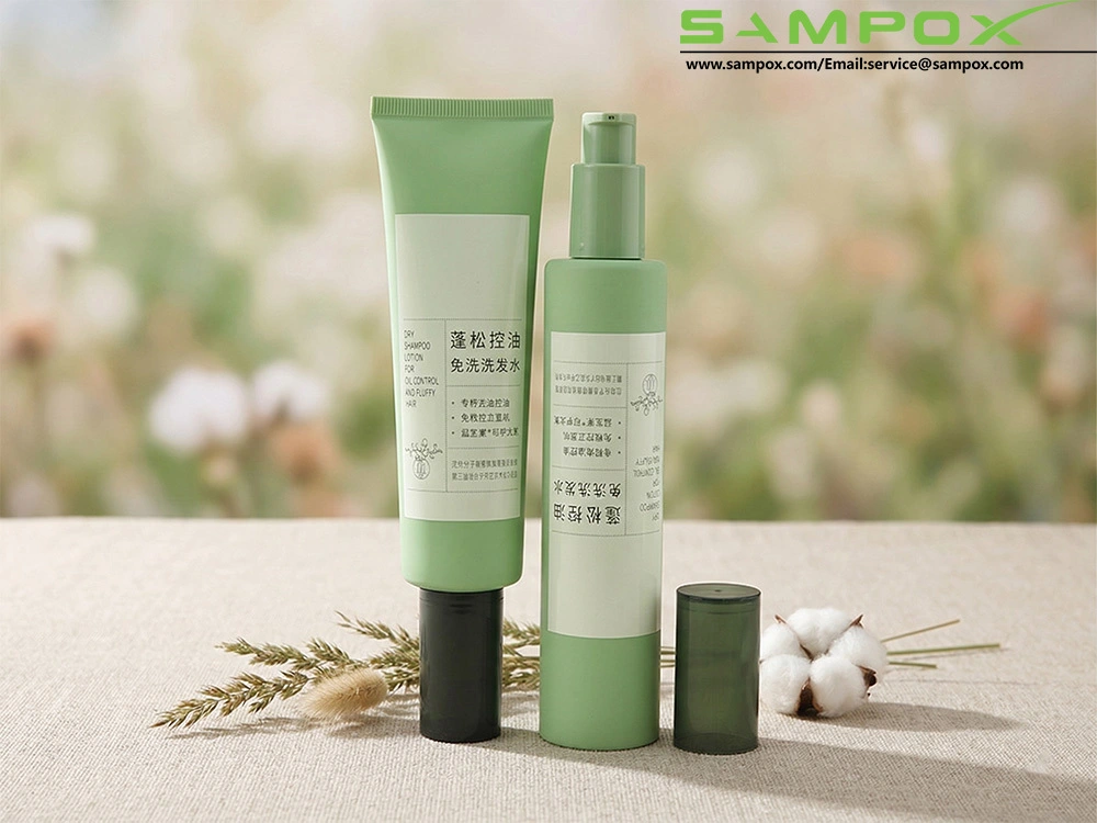 Matte Mint Green PE Airless Pump Tube 80ml 30mm with Translucent Cap 1