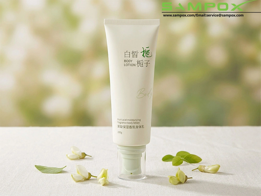 Pale Yellow PE Body Lotion Tube 200g 50mm with Airless Pump 1