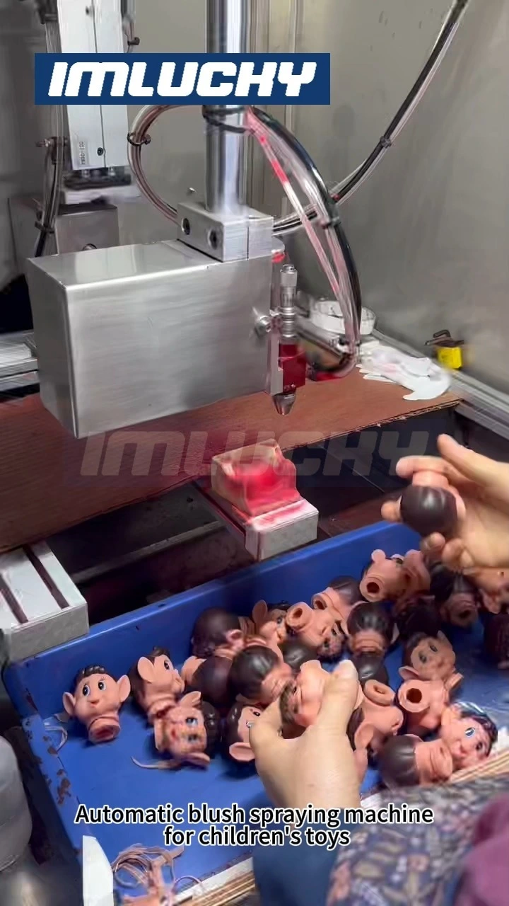 Fully automatic blind box toy spot spraying machine for efficient production with two workstations 1