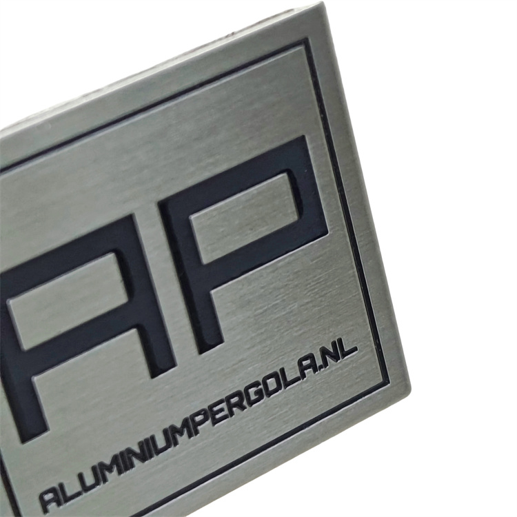 Custom Brushed Stainless Steel Filled Color Nameplate With Adhesive Backing 5