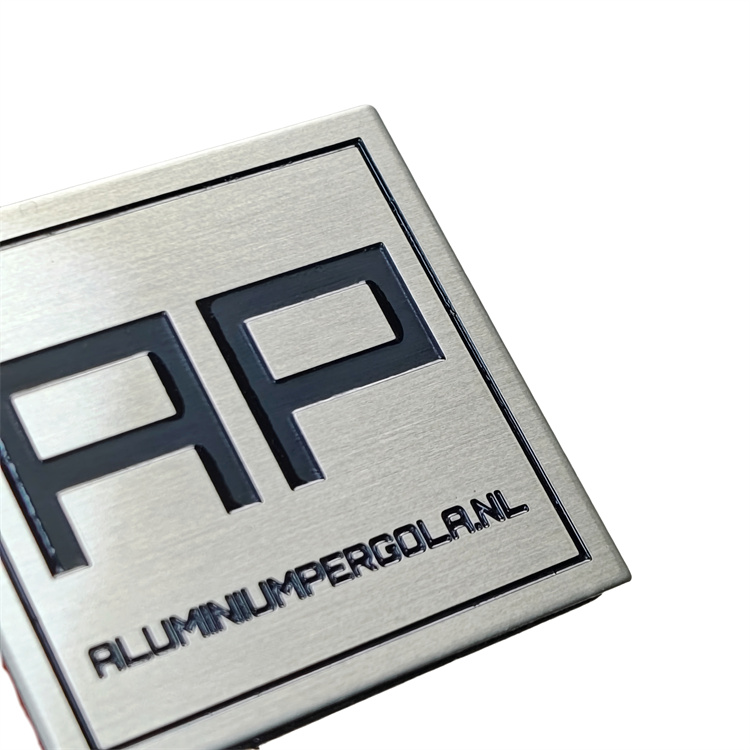 Custom Brushed Stainless Steel Filled Color Nameplate With Adhesive Backing 4