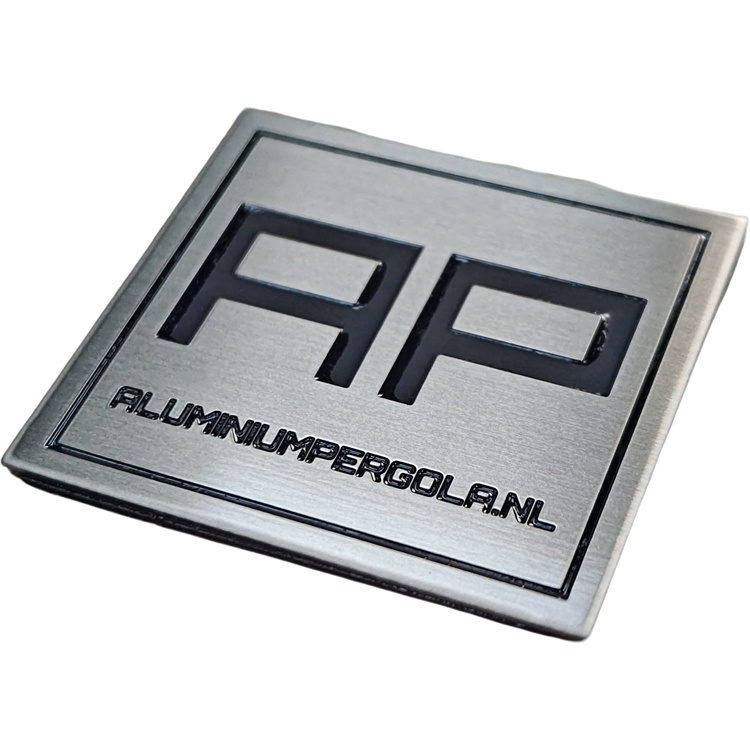Custom Brushed Stainless Steel Filled Color Nameplate With Adhesive Backing 3