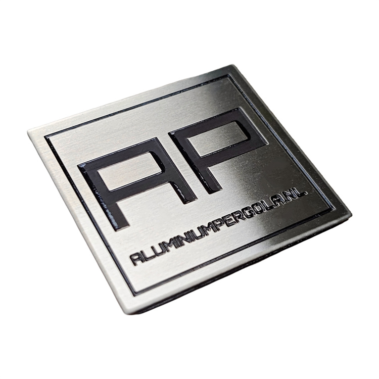 Custom Brushed Stainless Steel Filled Color Nameplate With Adhesive Backing 2