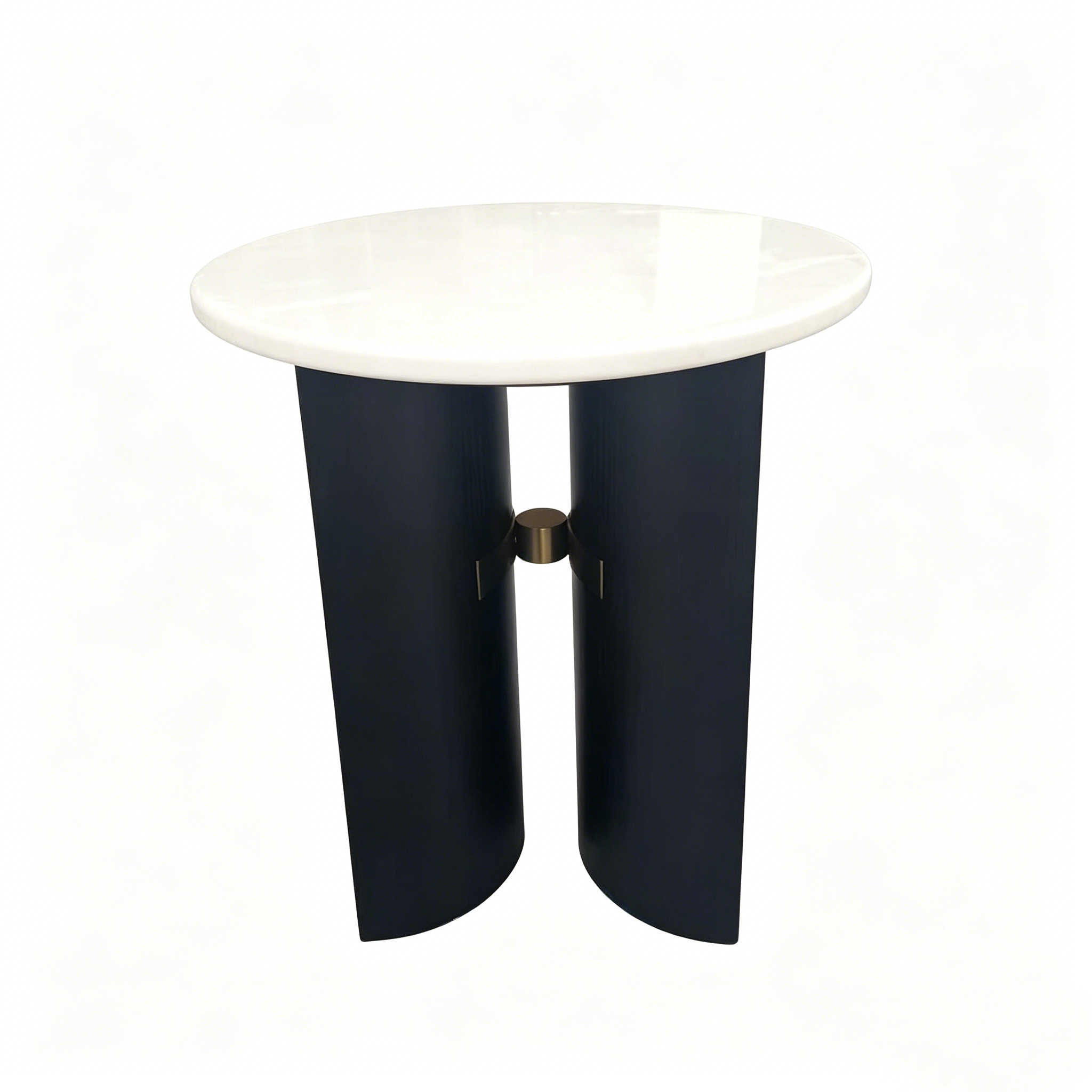 Hotel Side Table - White Marble Top with Wood Base | Modern Lobby & Guest Room Accent Table C-1022 1