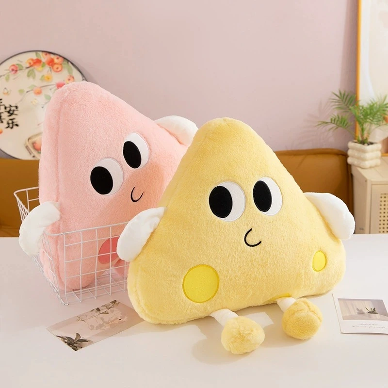 Cute Cheese Plush Pillow, Kawaii Triangle Plush Toy, Soft Fluffy Food Throw Pillow for Sofa Bed Decor 1